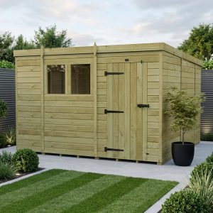 10 x 10 Pent Shed (Single Door, With Windows)