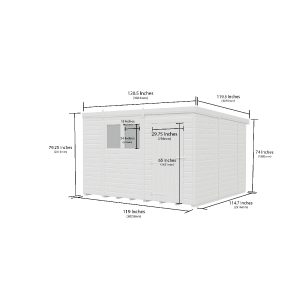 10x10 Pent Composite Shed (Single Door, With Windows)