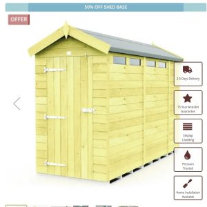 10 x 4  Apex Security Shed (Single Door)