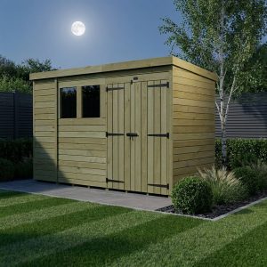 10 x 4 Pent Shed (Double Door, With Windows)
