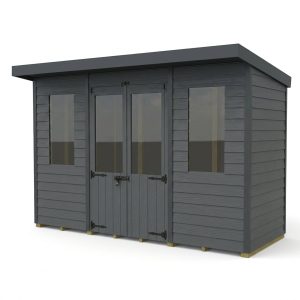 10x4 Composite Pent Summer House (Double Doors, With Windows)