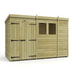 10 x 5 Pent Shed (Double Door, With Windows)