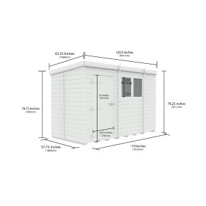 10x5 Pent Composite Shed (Single Door, With Windows)