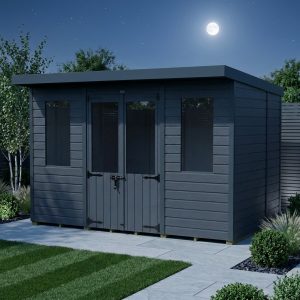10x5 Composite Pent Summer House (Double Doors, With Windows)