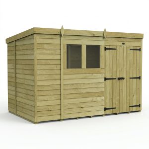 10 x 6 Pent Shed (Double Door, With Windows)