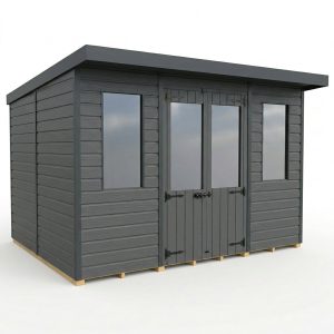 10x8 Composite Pent Summer House (Double Doors, With Windows)