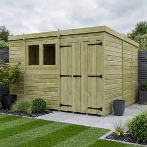 10 x 9 Pent Shed (Double Door, With Windows)