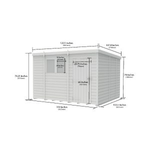 10x9 Pent Composite Shed (Single Door, No Windows)