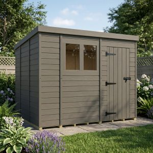 10x9 Pent Composite Shed (Single Door, With Windows)
