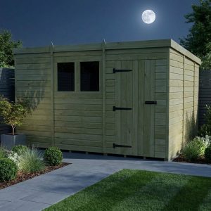 11 x 10 Pent Shed (Single Door, With Windows)