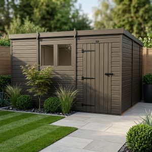 11x10 Pent Composite Shed (Single Door, With Windows)