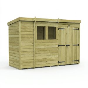 11 x 4 Pent Shed (Double Door, With Windows)