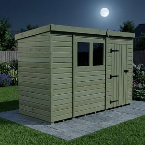 11 x 4 Pent Shed (Single Door, With Windows)