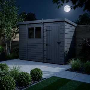 11x4 Pent Composite Shed (Single Door, With Windows)
