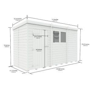 11 x 5 Pent Shed (Double Door, No Windows)