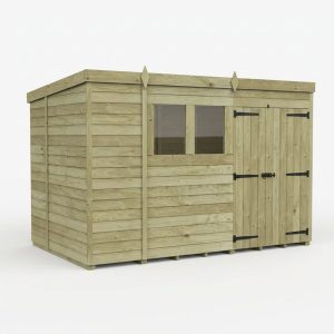 11 x 5 Pent Shed (Double Door, With Windows)