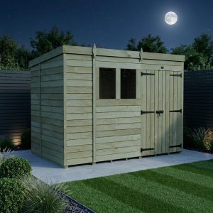 11 x 6 Pent Shed (Double Door, With Windows)