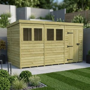 11 x 6 Pent Shed (Single Door, With Windows)