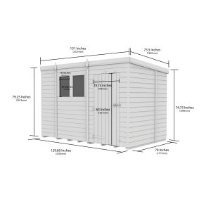 11 x 6  Security Pent Shed (Single Door)