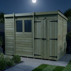11 x 7 Pent Shed (Double Door, With Windows)