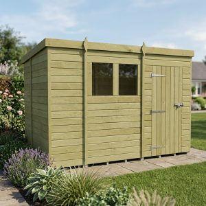 11 x 7 Pent Shed (Single Door, With Windows)