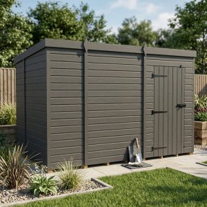 11x7 Pent Composite Shed (Single Door, No Windows)