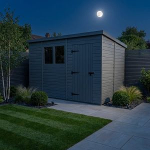 11x7 Pent Composite Shed (Single Door, With Windows)