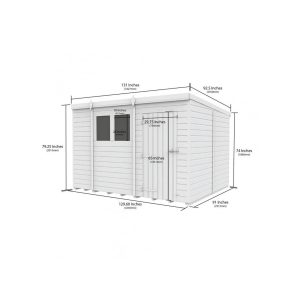 11x8 Pent Composite Shed (Single Door, No Windows)