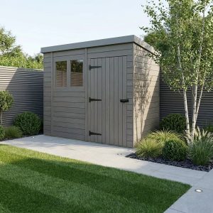 11x8 Pent Composite Shed (Single Door, With Windows)