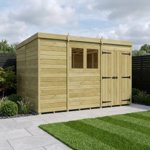 11 x 9 Pent Shed (Double Door, With Windows)