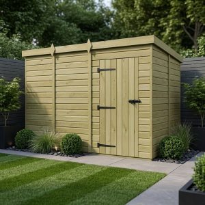11 x 9 Pent Shed (Single Door, No Windows)