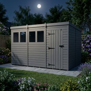 12x10 Pent Composite Shed (Single Door, With Windows)