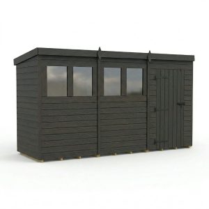 12x4 Pent Composite Shed (Single Door, With Windows)