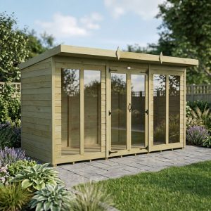 12 x 4 Pent Summer House (Full Height Window)
