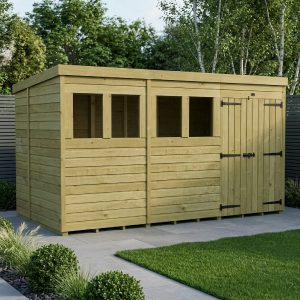 12 x 5 Pent Shed (Double Door, With Windows)