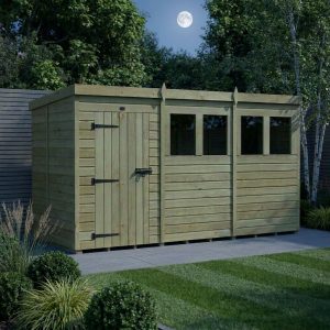 12 x 5 Pent Shed (Single Door, With Windows)