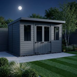 12x5 Composite Pent Summer House (Double Doors, With Windows)