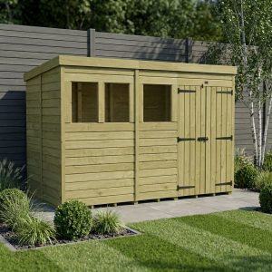 12 x 6 Pent Shed (Double Door, With Windows)