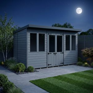12x6 Composite Pent Summer House (Double Doors, With Windows)