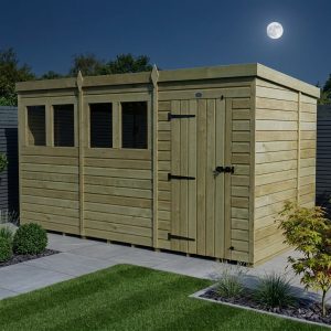 12 x 7 Pent Shed (Single Door, With Windows)