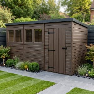 12x7 Pent Composite Shed (Single Door, With Windows)