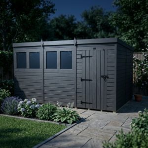 12x8 Pent Composite Shed (Single Door, With Windows)