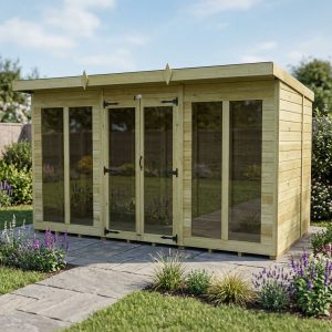 12 x 8 Pent Summer House (Full Height Window)