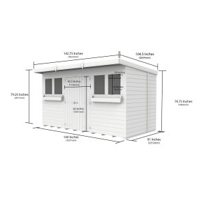 12 x 8 Pent Summer Shed