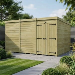 12 x 9 Pent Shed (Double Door, No Windows)