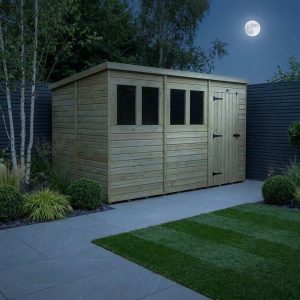12 x 9 Pent Shed (Single Door, With Windows)