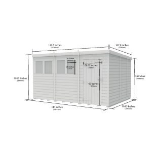 12x9 Pent Composite Shed (Single Door, No Windows)
