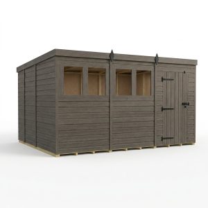 12x9 Pent Composite Shed (Single Door, With Windows)