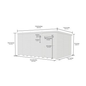 13 x 10 Pent Shed (Single Door, No Windows)