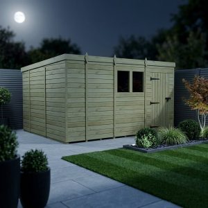 13 x 10 Pent Shed (Single Door, With Windows)
